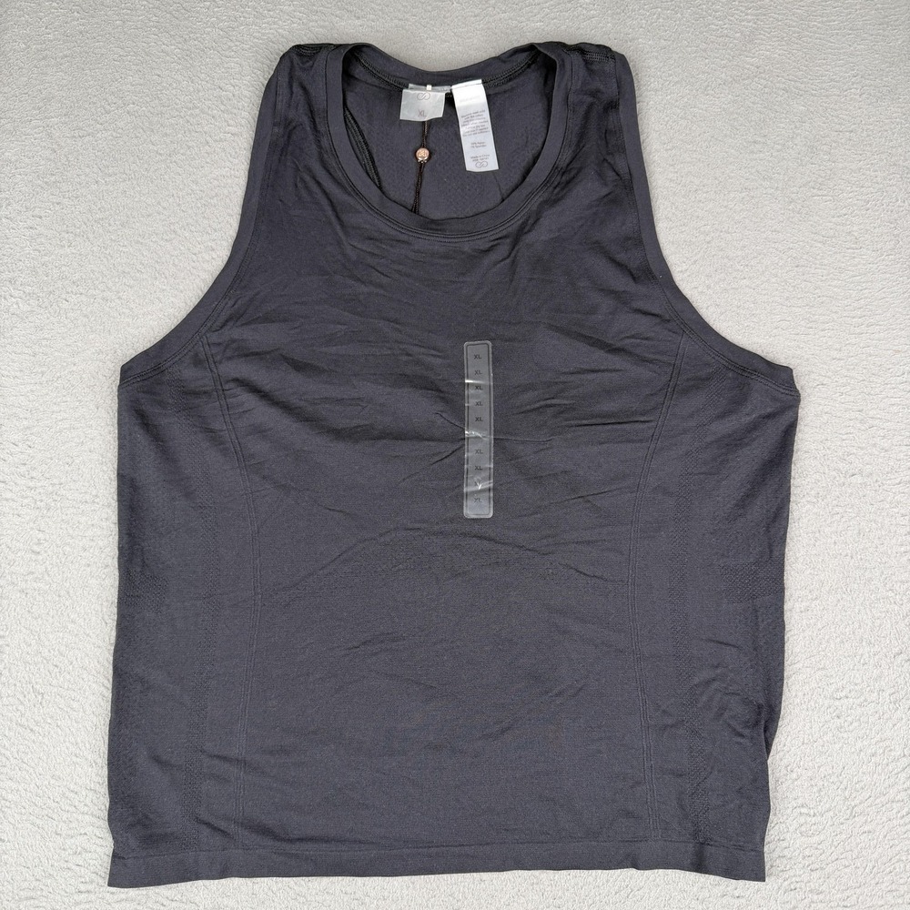 CALIA Shirt Womens XL Pure Black Seamless Big Neck Tank QuickDry UPF 50+ Running